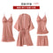 Pajamas Women Sexy Five-Piece Silk Padded Strap Pyjamas Loungewear Sleepwear