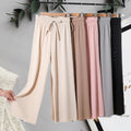 Img 3 - Ice Silk Wide Leg Ankle-Length Summer Korean Knitted Casual High Waist Loose Women Thin Pants