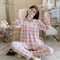 insPopular Streaming Solid Colored Pajamas Women Princess Long Sleeved Outdoor Loungewear Sleepwear