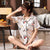 Img 1 - insStreaming Popular Cardigan Silk Pajamas Women Summer Short Sleeve Shorts Casual Two-Piece Sets Replica Loungewear