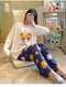 IMG 115 of Pajamas Women Sleeve Length Pants Korean Cartoon Loose Plus Size Adorable Two-Piece Sets Loungewear Sleepwear