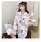 IMG 207 of Popular Streaming Pajamas Women Lapel Cotton Long Sleeved Trendy Western Cardigan Loungewear Sets Sleepwear