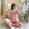 ins Women Pajamas Sleeve Length Pants Adorable Korean Cartoon Printed Casual Loungewear Sleepwear