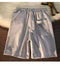 IMG 108 of Summer Embroidery Bermuda Shorts Wide Leg Pants Women Korean Loose Student Straight Shorts