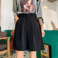 IMG 107 of High Waist Straight Suits Bermuda Shorts Women Summer Loose Thin Pants Hong Kong Black Wide Leg ins Shorts
