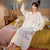 Pajamas Women Long Sleeved Cotton Cartoon Adorable Solid Colored Mid-Length Princess Plus Size Pyjamas Loungewear Sleepwear