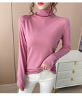 IMG 118 of Black Round-Neck Half-Height Collar Undershirt Women Slim Look Solid Colored Under Long Sleeved Tops Outerwear