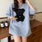 IMG 130 of Popular Bear Short Sleeve T-Shirt Women Loose Korean insHarajuku Thick Half Sleeved T-Shirt