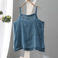 Img 2 - Cotton Art Vintage Thin Embroidered Flower Blend Strap Women Loose All-Matching Tank Top Summer Camisole
