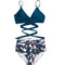 IMG 127 of Swimsuit Women Europe High Waist Two Piece Sexy Cross Leopard Stripes Bikini Swimwear