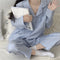 INSKorean Teens Long Sleeved Chequered Loungewear Two-Piece Sets Cotton Adorable Casual Pajamas Outdoor Sleepwear