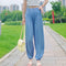 Summer Jelly Pants Women Loose Harem Jogger Casual Island High Waist Slim Look Korean ins Pants