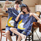 Couple Pajamas Summer Short Sleeve Cotton Thin Plus Size Loose Men Women Sets Cartoon Loungewear Sleepwear