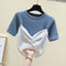 Korean CHIC French Spliced Summer Slim Look Women All-Matching False Two-Piece Matching Fairy-Look Tops Sweater Outerwear
