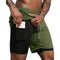 Img 25 - Double Layer Shorts Men Plus Size Solid Colored Fitness Sporty Training Basketball Jogging Mid-Length