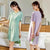 Img 1 - Pyjamas Women Summer Thin Silk Cooling Mid-Length Dress Plus Size Loungewear Outdoor