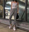 Img 2 - Minimalist Solid Colored Ankle-Length Sporty Loose Jogger Slim-Look Thin Casual Petite Women Pants
