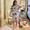 Pajamas Women Summer Short Sleeve Fresh Looking Cardigan Lapel Sets Loungewear Sleepwear