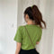 IMG 114 of Summer Korean Trendy High Waist Short Sleeve Solid Colored Feminine T-Shirt Women T-Shirt