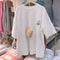 Img 10 - T-Shirt Women Summer Korean INS Tops Loose Student Slim-Look Casual Round-Neck White Teenage Girl Short Sleeve T-Shirt