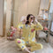 IMG 139 of Streaming Popular Casual Pajamas Women Cardigan Sleeve Length Pants Europe Loungewear Sets Sleepwear