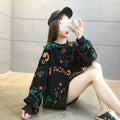 IMG 119 of Sweatshirt Women Korean Loose Alphabets Thin Dye Round-Neck Long Sleeved Outerwear