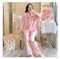 IMG 113 of Popular Streaming Pajamas Women Lapel Cotton Long Sleeved Trendy Western Cardigan Loungewear Sets Sleepwear