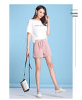 IMG 114 of Summer Thin Ice Silk Cotton Blend Casual Pants Women Drawstring Elastic Waist Loose Plus Size Carrot High Shorts