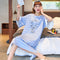 Teens Loose Summer Cotton Thin Pyjamas Pajamas Casual Cartoon Round-Neck Short Sleeve Loungewear Sleepwear