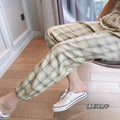 IMG 105 of Colourful Chequered Jogger Pants Summer ins Korean Women Casual Loose Slim Look Breathable Pants