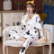 ins Women Pajamas Sleeve Length Pants Adorable Korean Cartoon Printed Casual Loungewear Sleepwear