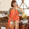 Img 1 - Pyjamas Women Summer Cotton Pajamas Round-Neck Korean Saucy Adorable Cartoon Loungewear