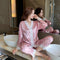 Pajamas Women Korean Student Plaid Silk Outdoor Cardigan Long Sleeved Sets Loungewear Sleepwear