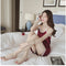 IMG 114 of Silk Pyjamas Women Summer Sexy Strap Lace Pajamas insTwo-Piece Sets Loungewear Sleepwear