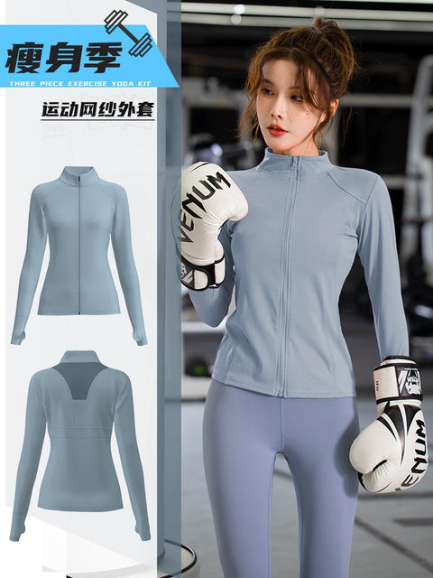 Mesh Sporty Women Long Sleeved Jogging Quick Dry Popular Stand Collar Zipper Cardigan Jacket Yoga Tops Outerwear