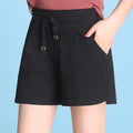 Img 3 - Summer Thin Ice Silk Cotton Blend Casual Pants Women Drawstring Elastic Waist Loose Plus Size Carrot High Shorts