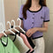 IMG 119 of Silk Sweater Women Thin Summer Slim Look Short Sleeve T-Shirt Matching Cardigan Tops Outerwear