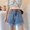 Img 9 - Denim Pants Shorts Women Summer High Waist Slim Look Wide Leg A-Line Straight Loose insPants