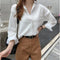 Img 3 - Women Korean Minimalist Trendy Tops Loose Long Sleeved Shirt Blouse