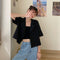 IMG 117 of Korean Short Blazer Summer Hong Kong High Waist Sleeve Suit Women Student Thin Outerwear