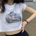 Img 16 - Summer White Short T-Shirt Women Sleeve insSlimming Slim-Look Western Bare Belly Feminine Tops T-Shirt