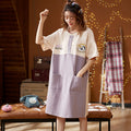 Img 17 - Pyjamas Women Summer Short Sleeve Plus Size Loose Adorable Cotton Pajamas Outdoor Student Loungewear