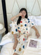 IMG 112 of Pajamas Women Summer Sets Short Sleeve Long Pants Casual Adorable Cartoon Thin Home Loungewear Two-Piece Sleepwear