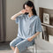 Cotton Pajamas Women Summer Short Sleeve Cropped Pants Two-Piece Sets Outdoor V-Neck Plus Size Loungewear Sleepwear