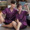 Couple Pajamas Summer Women Silk Men Casual Plus Size Short Sleeve Thin Loungewear Two-Piece Sets Sleepwear