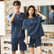 Img 1 - Couple Cotton Pajamas Men Summer Short Sleeve Shorts Sporty Casual Loungewear Sets Women Outdoor