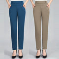 Img 1 - Women Pants Long High Waist Loose Straight Mom Elastic Plus Size Stretchable Casual Pants