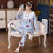 ins Women Pajamas Sleeve Length Pants Adorable Korean Cartoon Printed Casual Loungewear Sleepwear