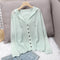 Hooded Silk Summer Knitted Cardigan Women Tops Loose Thin See Through Sunscreen Matching Outerwear