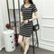 Img 11 - Summer Mid-Length Korean Striped Round-Neck Slimming Short Sleeve Loose Black Slim-Look Dress